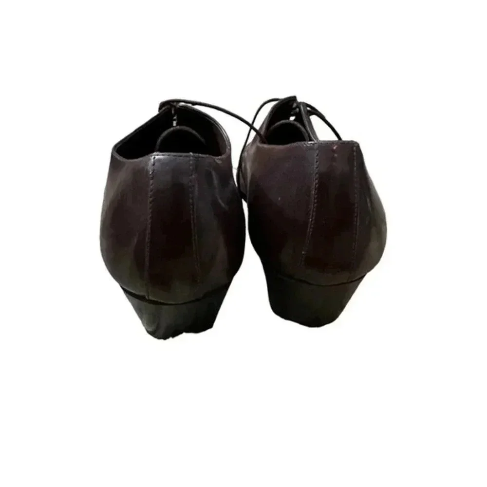 Basini Men's Burgundy Leather Upper Pointed Toe‎ Oxfords Shoes Size 12